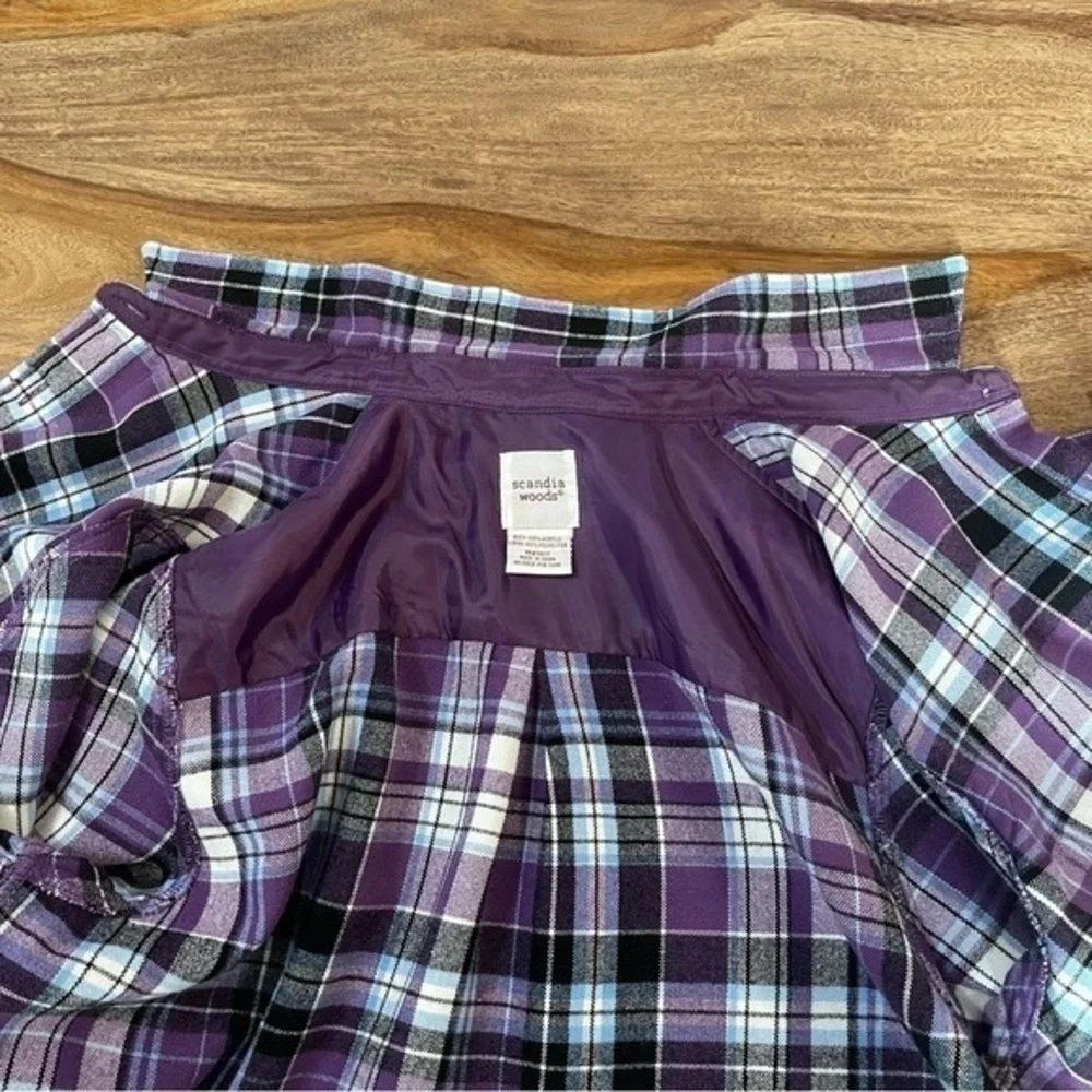 Scandia Woods Button Down Plaid Purple Lined Long‎ Sleeve Shirt sz M Cabincore